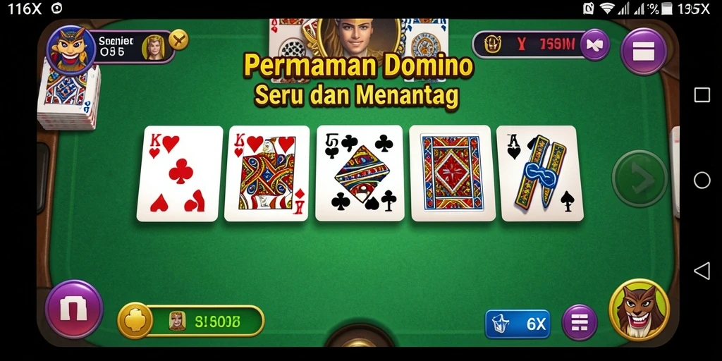 Tampilan seru dari gameplay Domino di 116X.