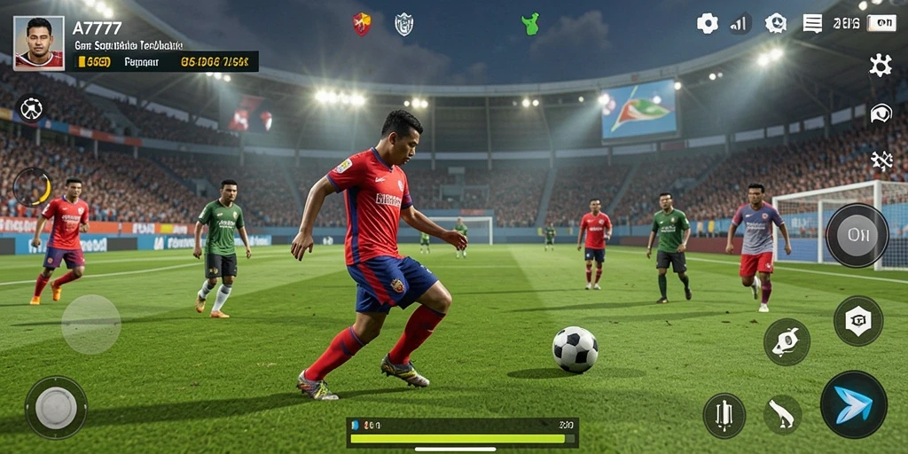 Tampilan gameplay A7777 yang menegangkan dalam pertandingan sepak bola.