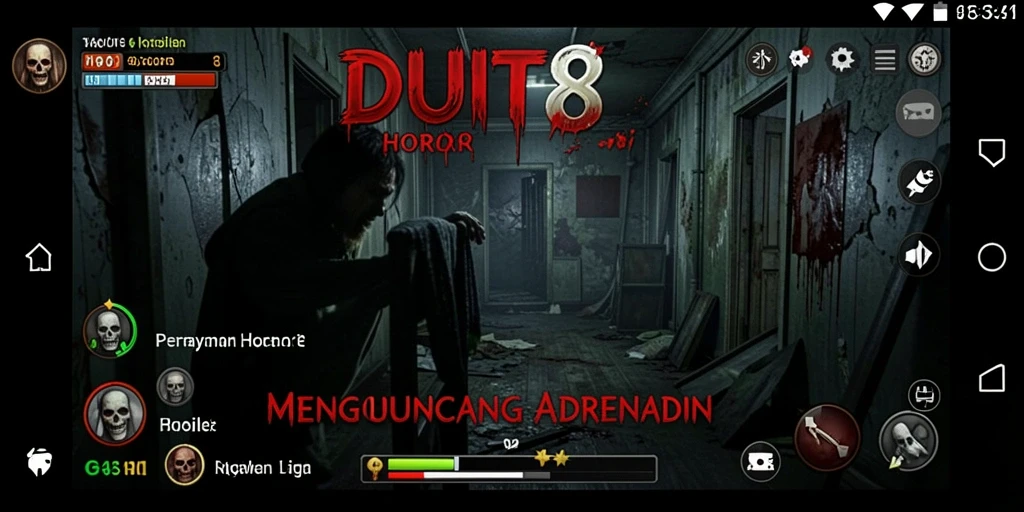 Screenshot gameplay menegangkan di DUIT8, menampilkan suasana horor yang mencekam.