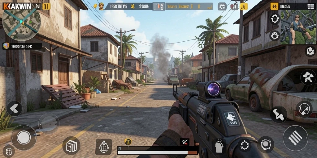 Gameplay mendebarkan KAKWIN dengan aksi menembak yang seru.